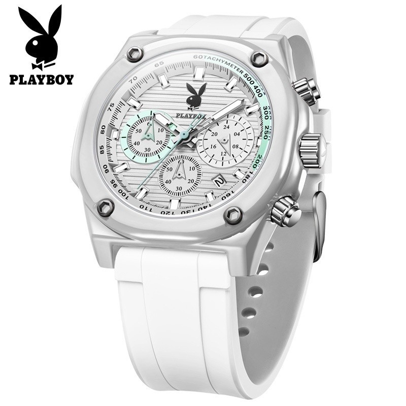 Playboy 3060 นาฬิกาข้อมือควอตซ์แฟชั่น สายซิลิโคน กันน้ํา สําหรับบุรุษ 2023
