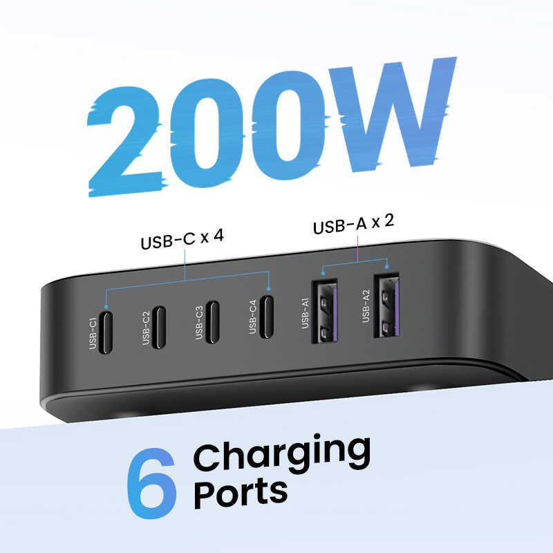 ❤ 【Gan】Ugreen PD 200W Fast Type C Desktop Charger USB Charging Station Laptop Power Adapter Com