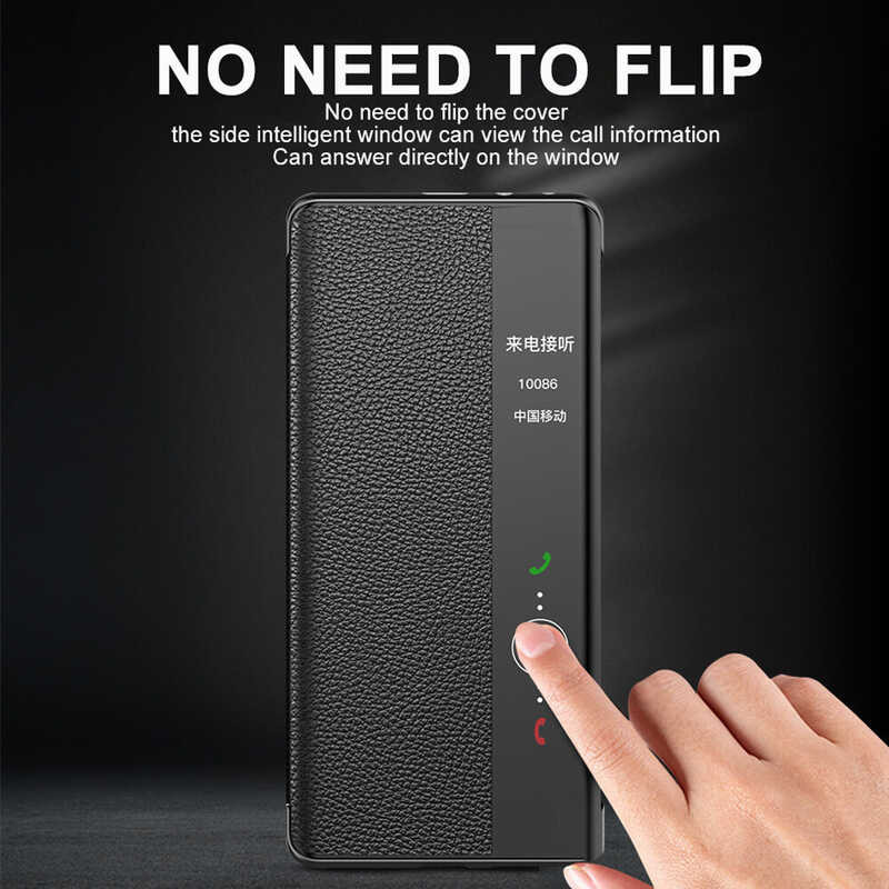 ❤ เคสแบบฝาพับสำหรับ Huawei หนังแท้ P60 Pro เคส P60pro กระจกเดิ