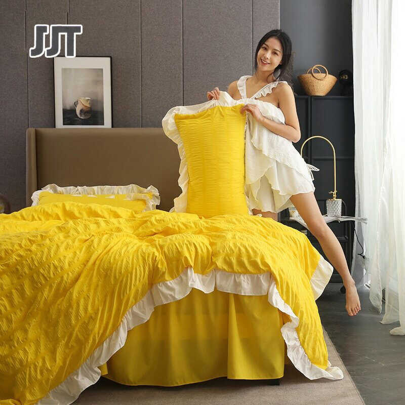 6 / Bedding 5 feet 4 piece bed sheet set Silk sheets Princess Searsucker, warm, cute, comfortable s