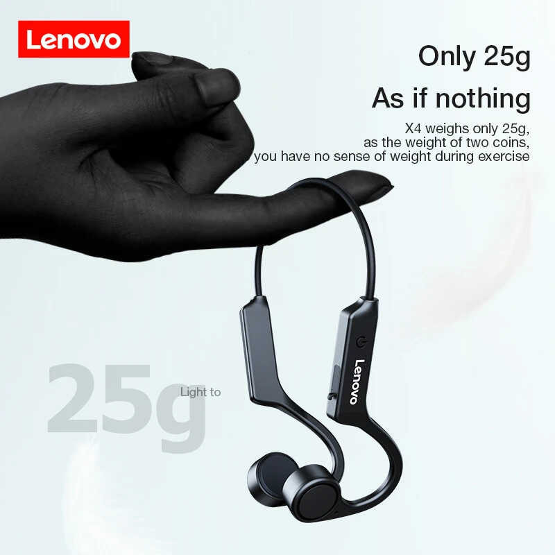 Lenovo X4 Bone Conduction Bluetooth Headset TWS Sports Running Rear Hanging Headset, Ultra Long End 