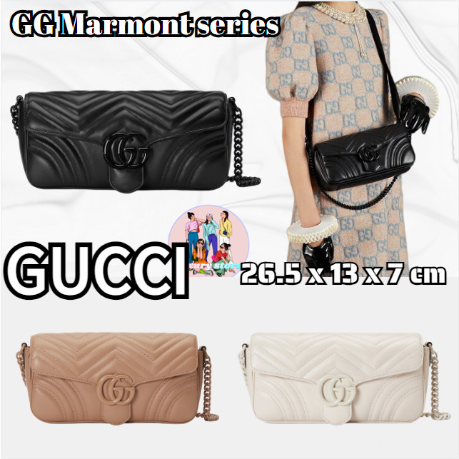 กุชชี่ Gucci GG Marmont กระเป๋าสะพายข้าง/กระเป๋าผู้หญิง/กระเป๋าร่อซู้ล