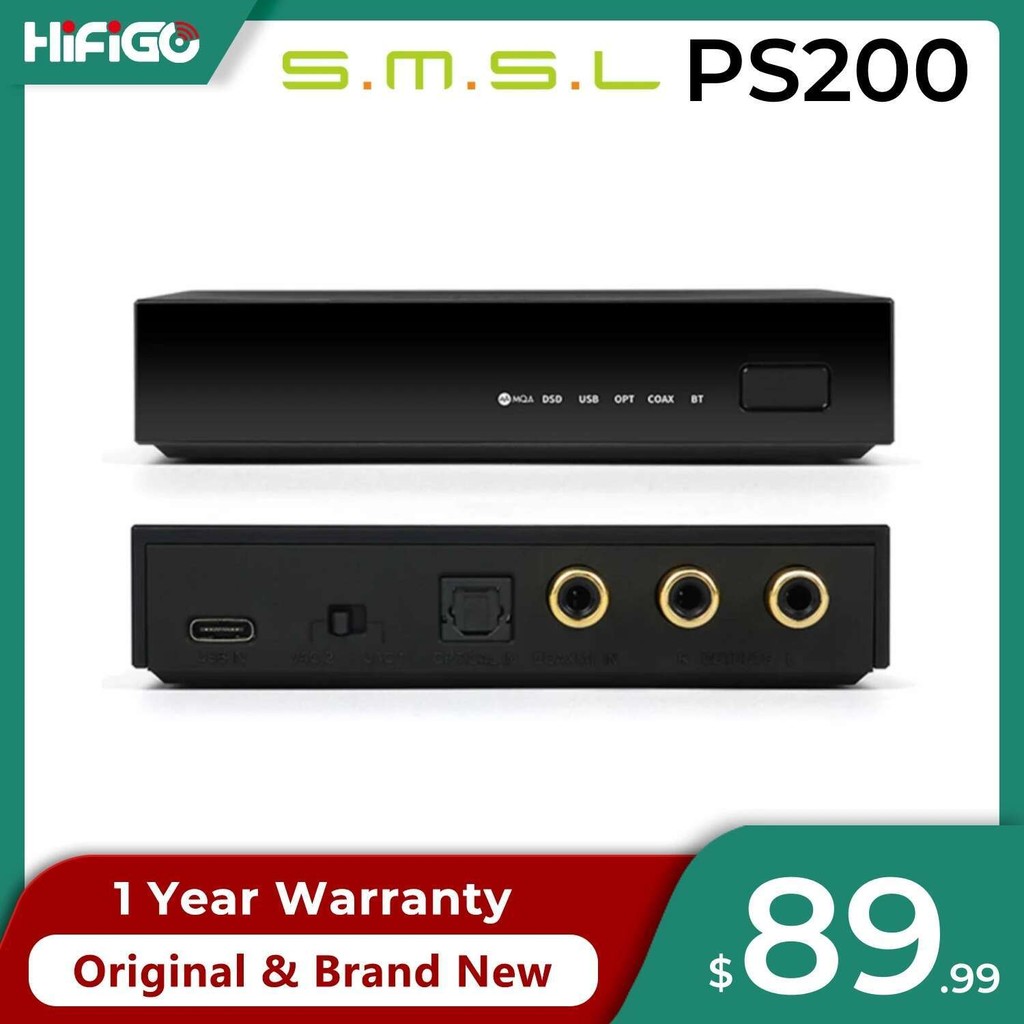 SMSL PS200 Mini DAC ES9039Q2M MQA MQA-CD ถอดรหัส Bluetooth5.0 Hi-res Audio DAC 4PCS Dual Op Amps Hig