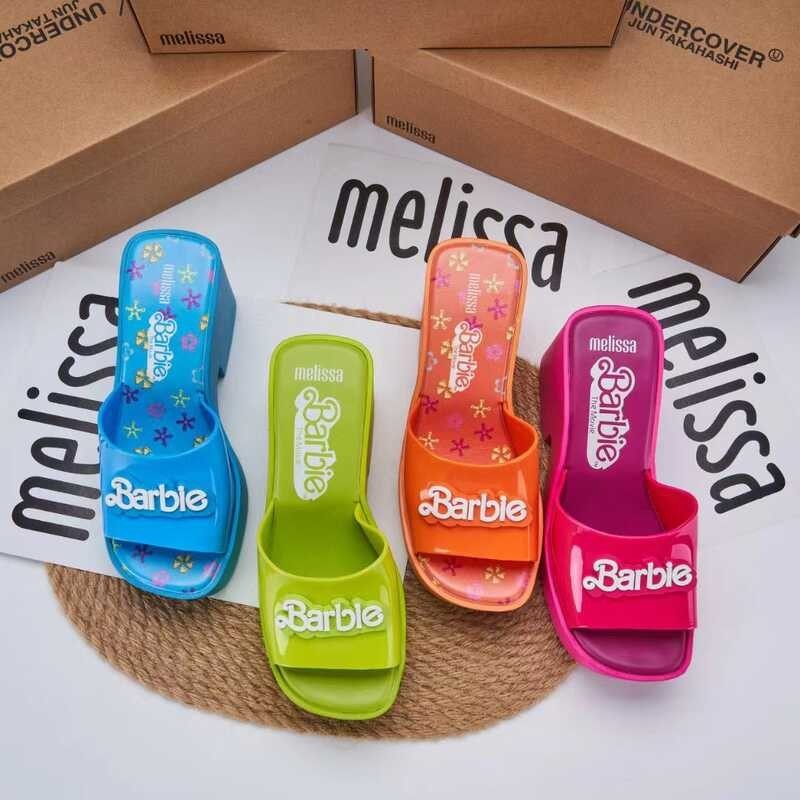 2023 Melissa ❤ ❤ New Jelly Shoes, High Heels, Thick Soles, One Line Slippers, Fragrant Shoes, Wome