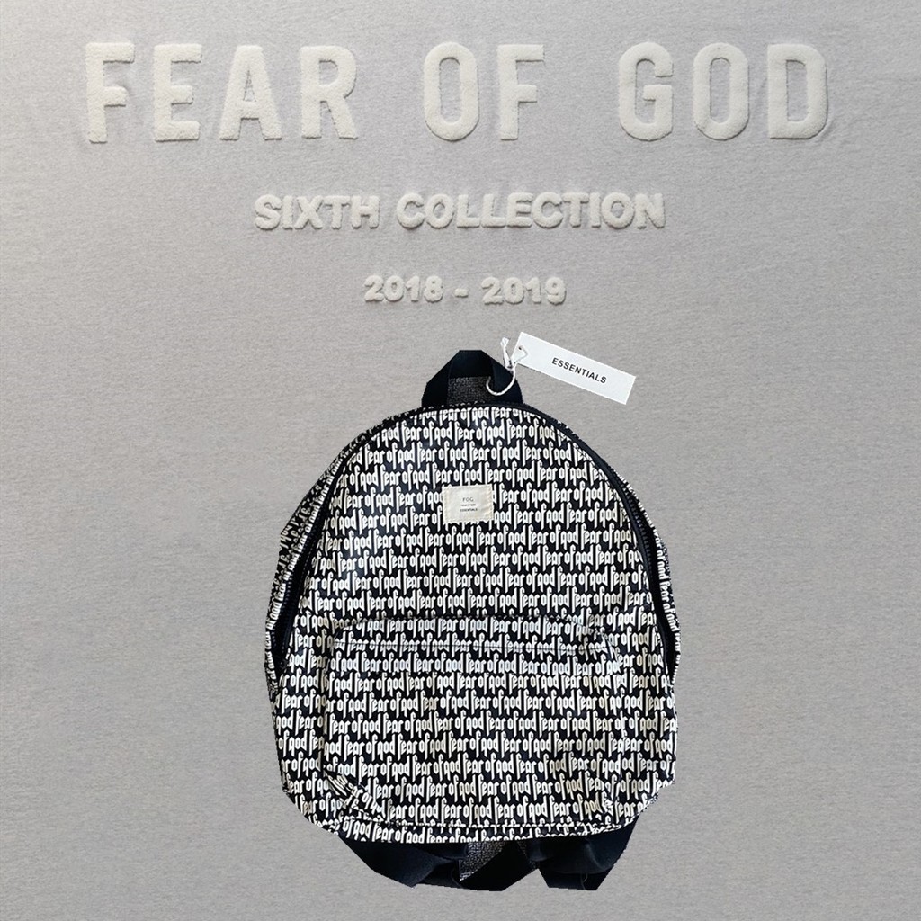 Fear OF GOD ESSENTIALS FOG Street Wear Bullet Screen Full Print Letter Backpack School Bag Backpack