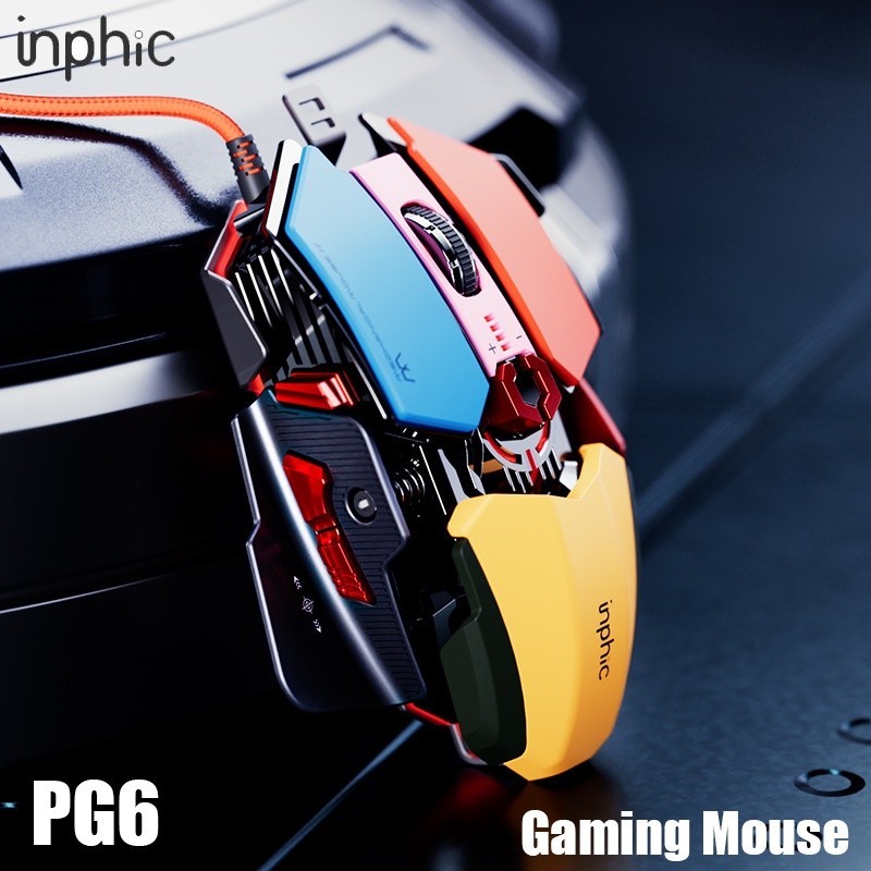 Inphic PG6 เมาส์เกมมิ่งมีสาย USB RGB สําหรับ PC แล็ปท็อป คอมพิวเตอร์ Mac