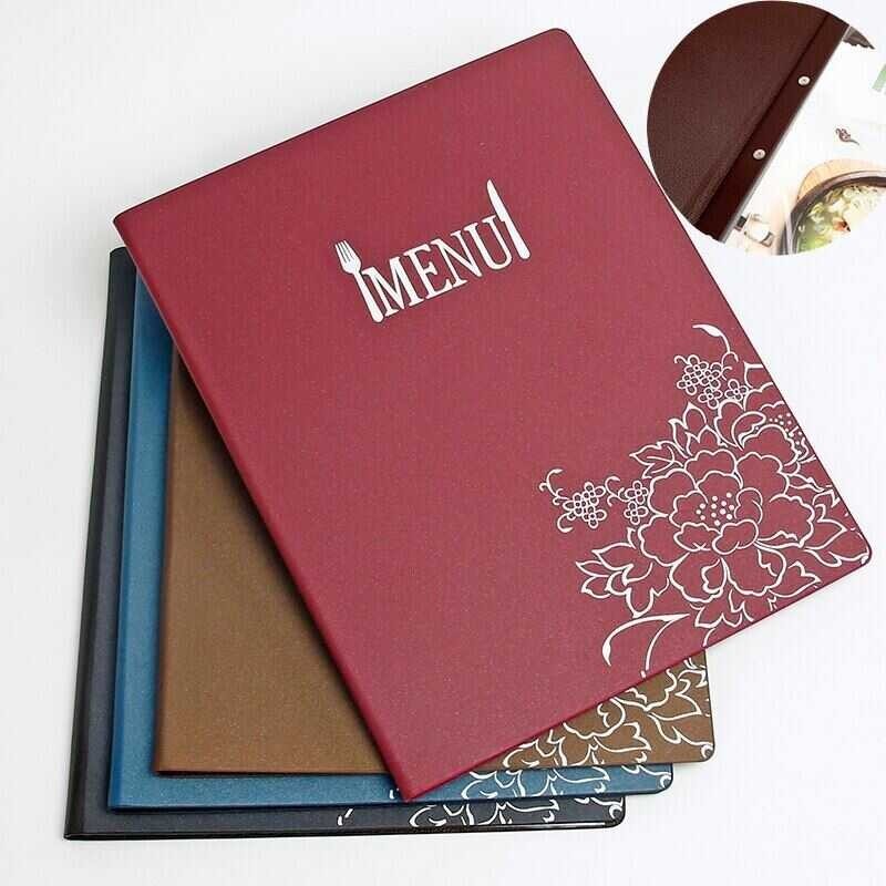 360Grams Good Quality A4 PU Leather Menu Folder Price List Book For Restaurant Salon & Hotel