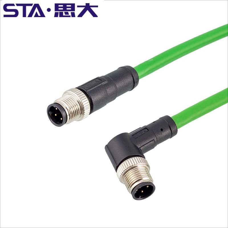 M12 4-Core Male to RJ45 Aviation Plug ProfinetEtherCat Ethernet Cable D-code