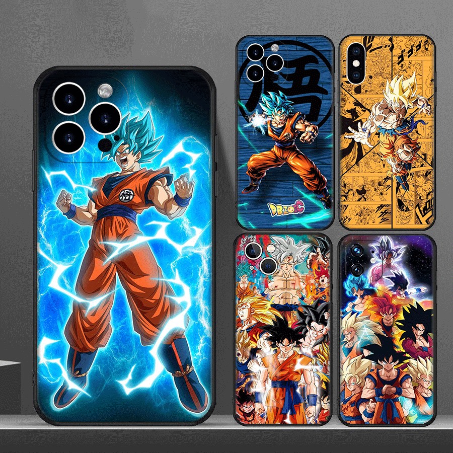สําหรับ iPhone 11 12 Pro Max 12 Mini 15 promax 15 plus TPU soft shell เคสโทรศัพท์มือถือสีดํา Dragon Ball