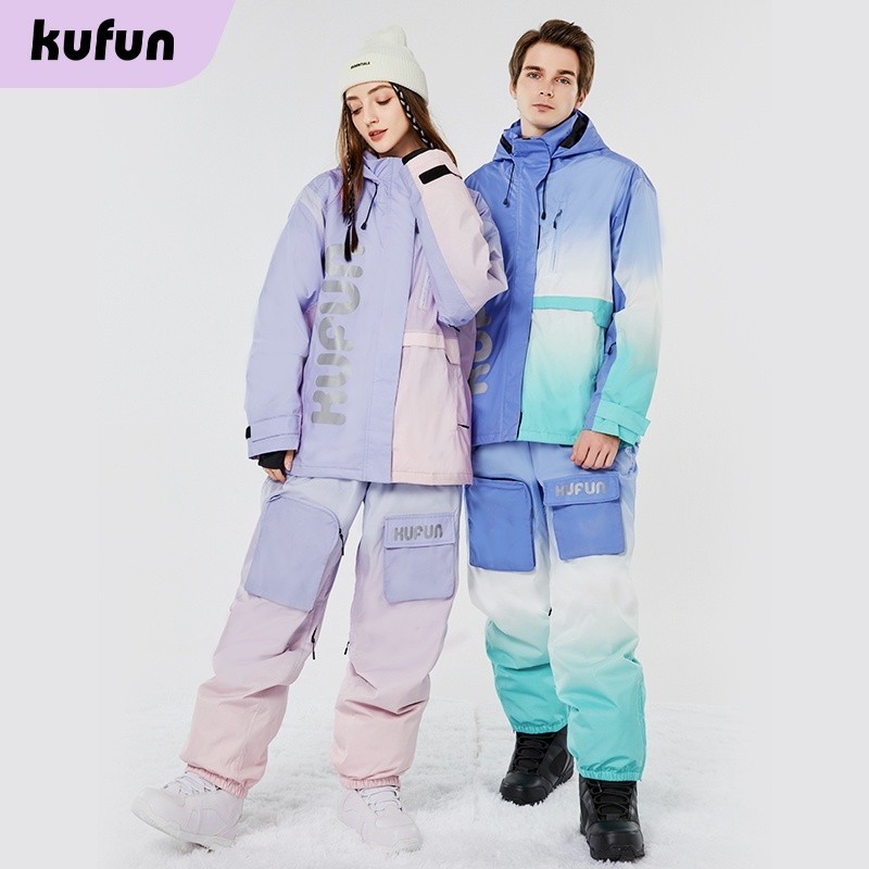 Kufun ชุดสกี ผู้หญิง และผู้ชาย มืออาชีพ ไล่ระดับ เปลี่ยนชุดหิมะ วีเนียร์ อุปกรณ์กันน้ํา