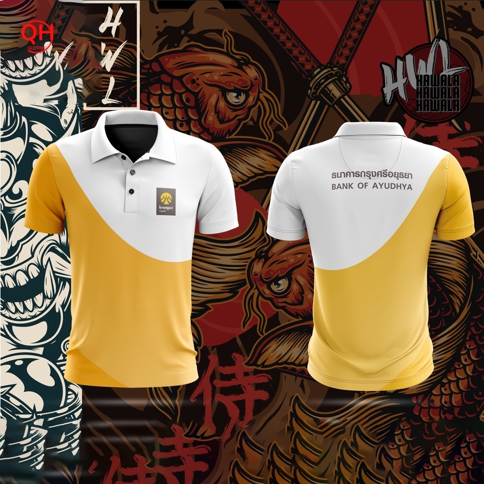 "เสื้อพิมพ์ลายธนาคารกรุงศรี【โลโก้ที่กำหนดเองสามารถใช้ได้】 "