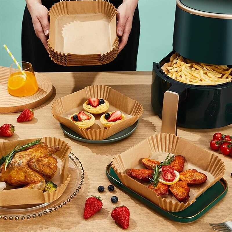 Selling Hot 50/100Pcs Air Fryer Disposable Paper Air Fryer Accessories Square Round Oil-Proof Line