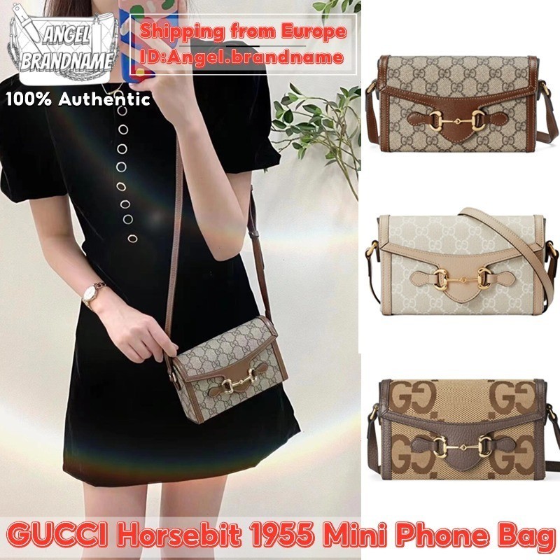 ♞กุชชี่ GUCCI Horsebit 1955 Mini Phone Bag กระเป๋า สุภาพสตรี/กระเป๋าสะพายไหล่