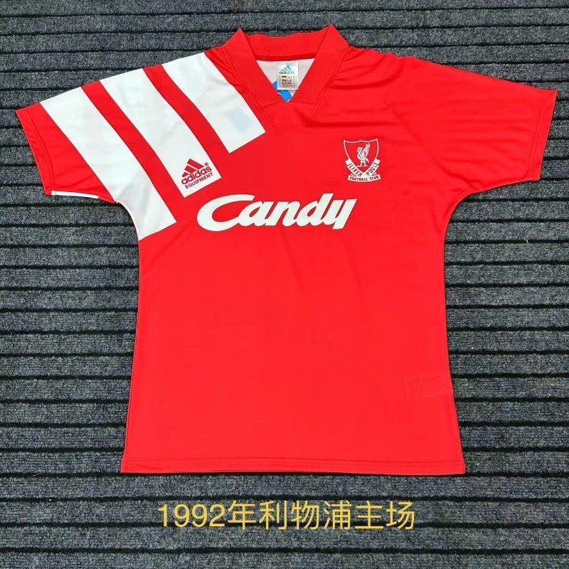 ♞,♘เสื้อกีฬาแขนสั้น ลายทีมชาติฟุตบอล Liverpool 1992 Liverpool สีแดง สไตล์วินเทจ แห้งเร็ว สําหรับผู้
