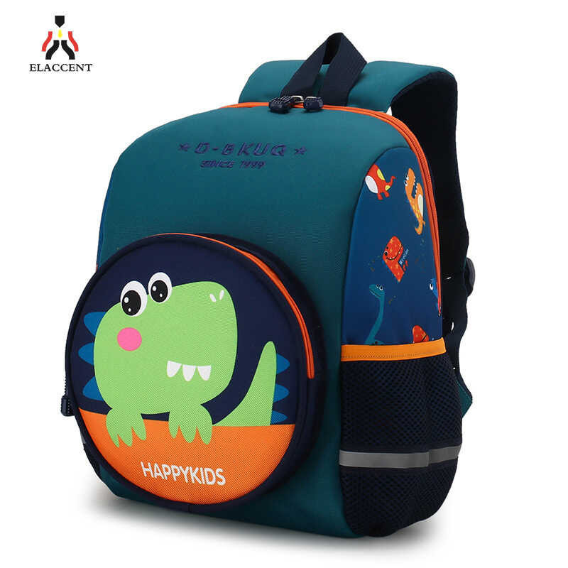 ELACCENT Kindergarten Backpack Boy's Cartoon Cute Dinosaur Student Bag 2-3 To 5-Year-Old Girls And
