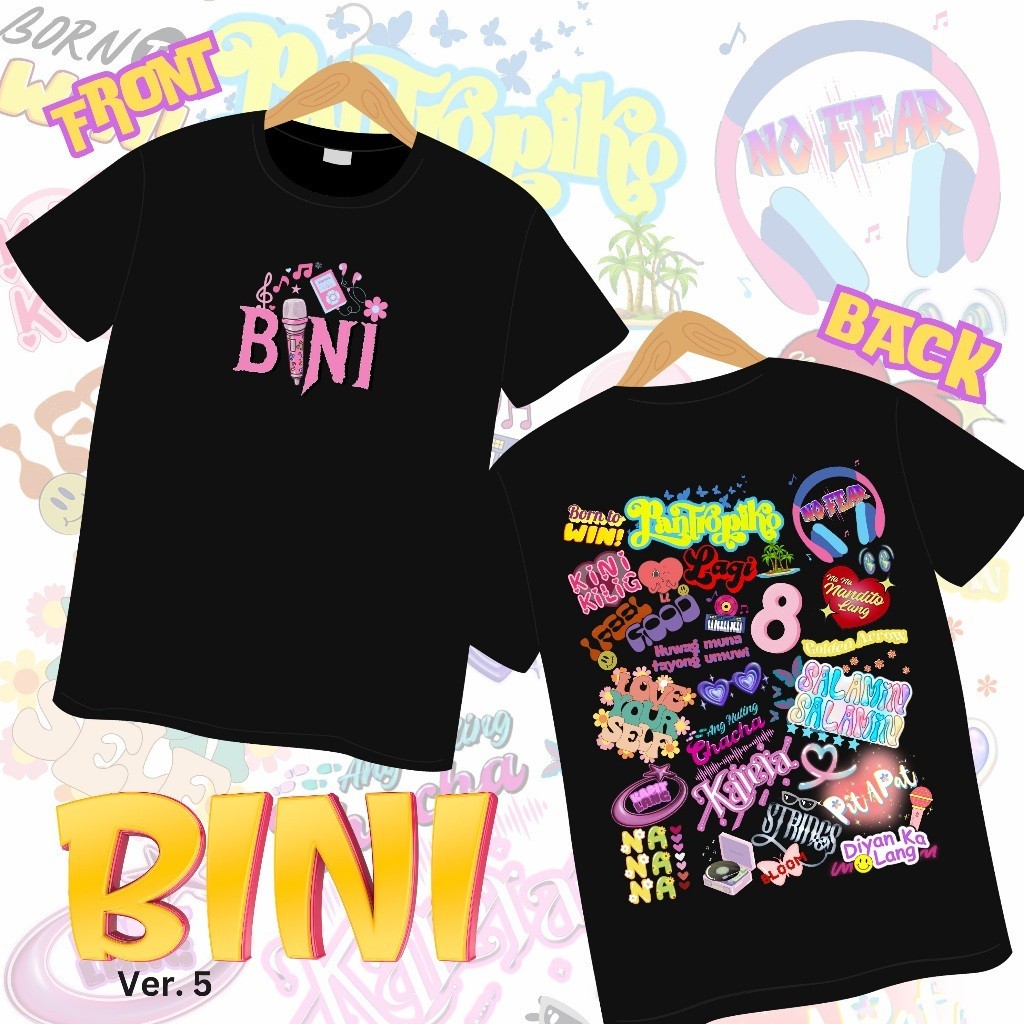 ตู้เสื้อผ้านําโชค BINI SHIRT VER 5 สมาชิกทั้งหมด/BINI P-POP GROUP/พัดลมทํา BINI เสื้อ/คุณภาพสูง BINI