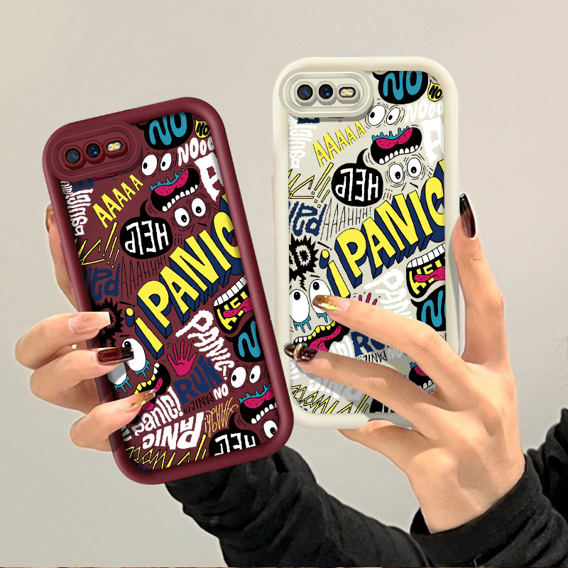 สําหรับ OPPO Realme C1 C2 C3 5 5S 5 Pro/Realme 6i 7i Realme 8i 8 Pro Realme 10 อินเทรนด์ Graffiti Art การ์ตูน Panic Demons Angel Eyes นุ่มกันกระแทกเคสโทรศัพท์
