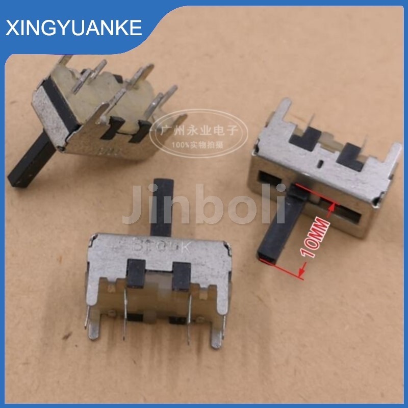 5PCS F-101G 16MM ตรงสไลด์ Potentiometer Resistor B100K ตรงกลางคู่ 6Pins Mixer Fader 100K Ohm Handle 