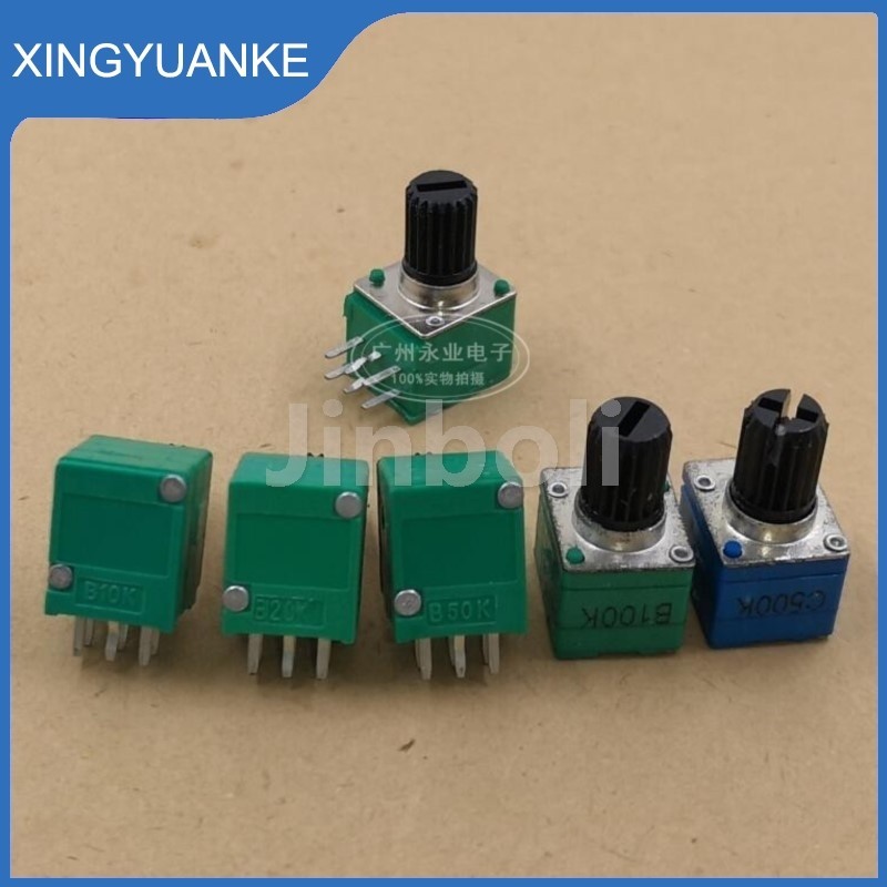 5PCS RK097 คู่ปรับ Potentiometer 6Pins B10K B20K B50K B100K C500K ปรับระดับเสียง Potentiometer ความย