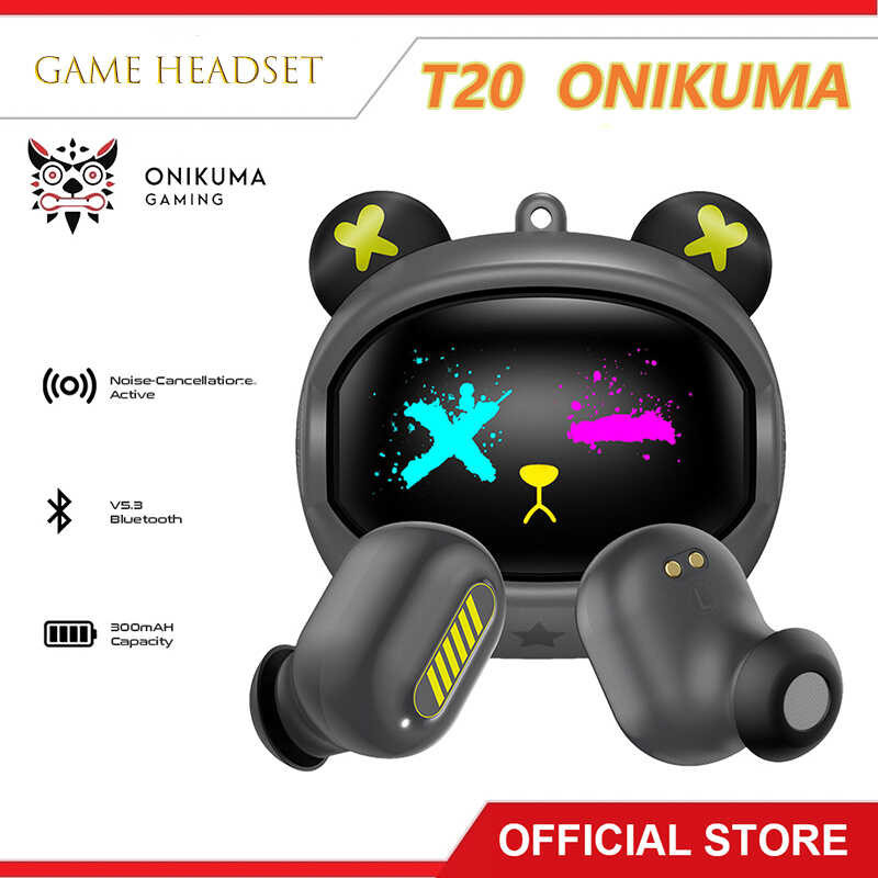 ONIKUMA T20 TWS ชุดหูฟังเกมมิ่งไร้สายหูฟังออกแบบฝาพับแบบห