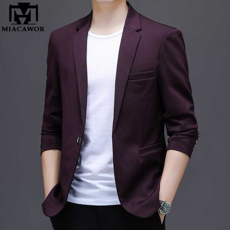 Blazer ใหม่คลาสสิกสีทึบ ชุดผู้ชายเกาหลีรุ่นเสื้อสูท Casu