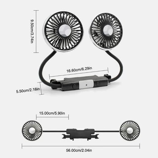 SEAMETAL พัดลมในรถยนต์ พัดลมหัวคู่ติดรถยนต์ ปรับองศาได้360 ความเร็วลม 3 USB 12V 24V พัดลมเบาะหลังรถ