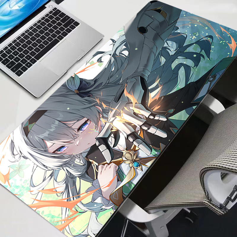 Honkai Star Rail Firefly แผ่นรองเมาส์การ์ตูนขนาดใหญ่ลื่นน่ารักอะนิเมะแผ่นรองเมาส์สําหรับเล่นเกมสาวแฟชั่นแผ่นรองโต๊ะคอมพิวเตอร์พรมคีย์บอร์ด
