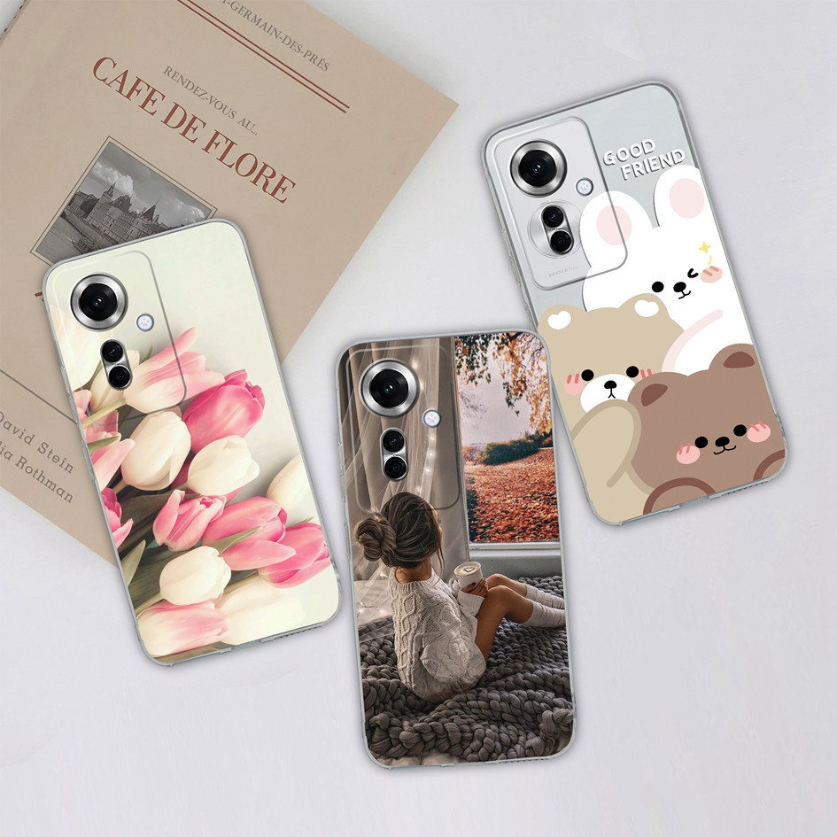 เคสโทรศัพท ์ สําหรับOppo Reno11 F 5Gซิลิโคนกันชนน ่ ารักแฟชั ่ นทิวลิปหมีป ้ องกันกันกระแทกปกหลังสําหรับOppo Reno 11F 5G Shell Casing Capa