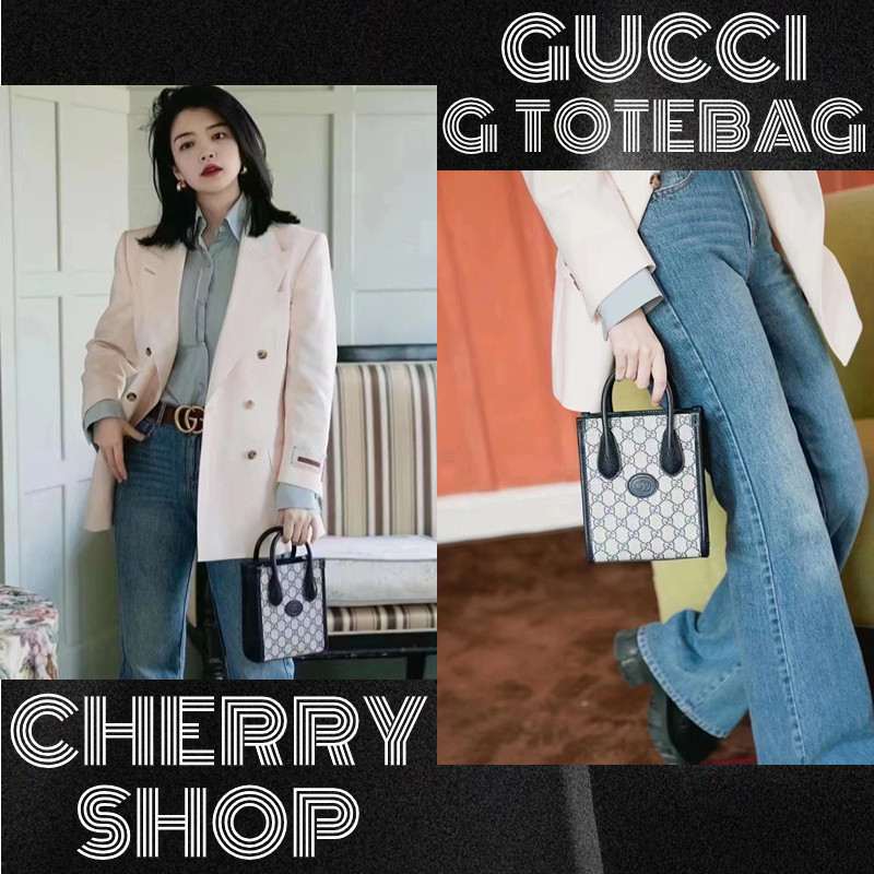 ♞กุชชี่ Gucci GG Retro Mini Tote ผู้หญิง กระเป๋าถือ กระเป๋าถือผู้ชาย671623