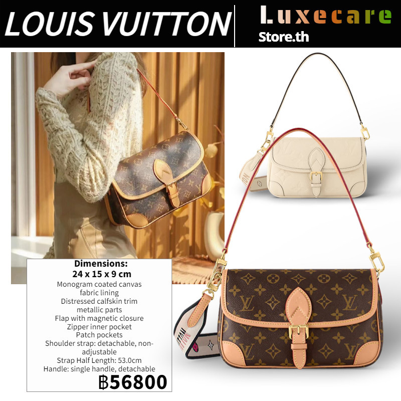 ♞,♘,♙ถูกที่สุด ของแท้ 100%/หลุยส์วิตตองLouis Vuitton DIANE Womenกระเป๋าสะพายไหล่/กระเป๋าสะพายข้าง