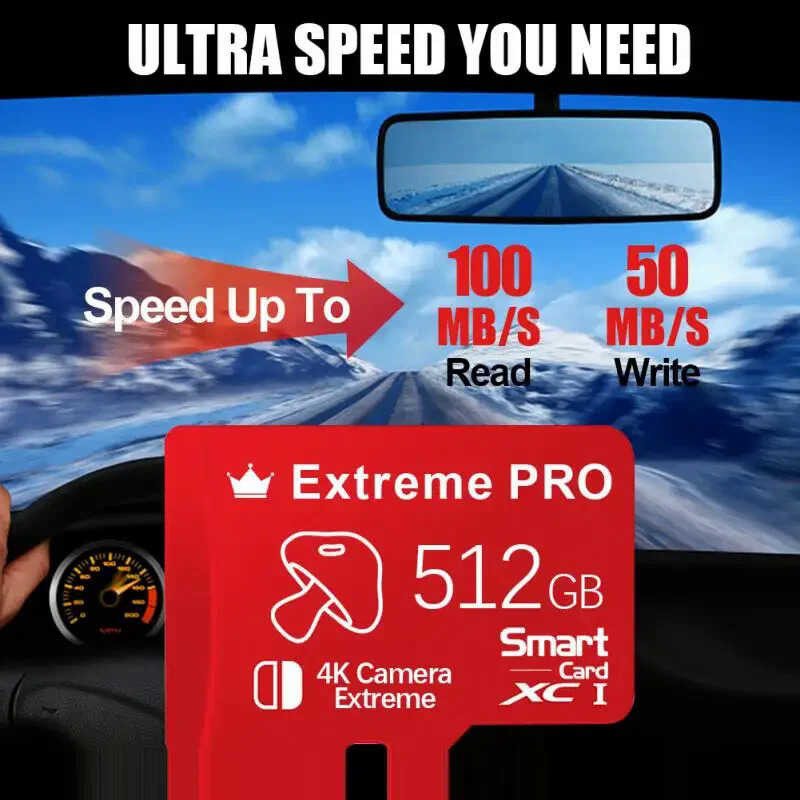 การ์ดหน่วยความจำ128GB 2TB 1TB Micro SD 512GB ความเร็วสูง TF Card Cartao