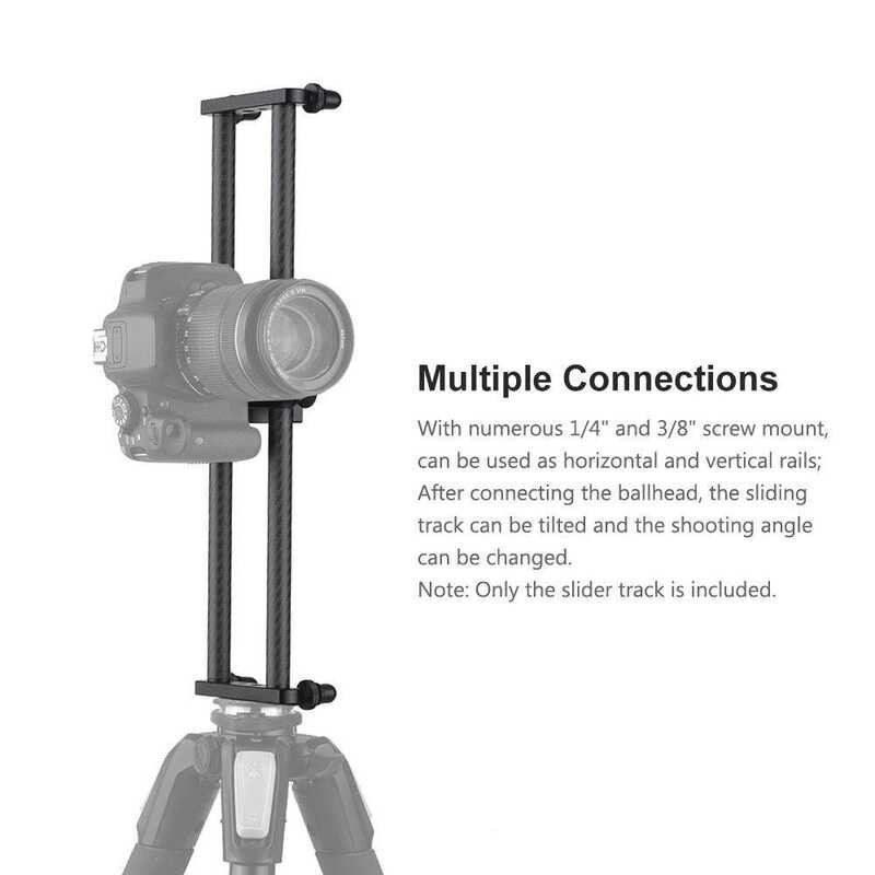 Andoer 40Cm/ 15Inch Carbon Fiber Track Slider Video Stabilizer Rail With Mini Ballhead Phone Clamp