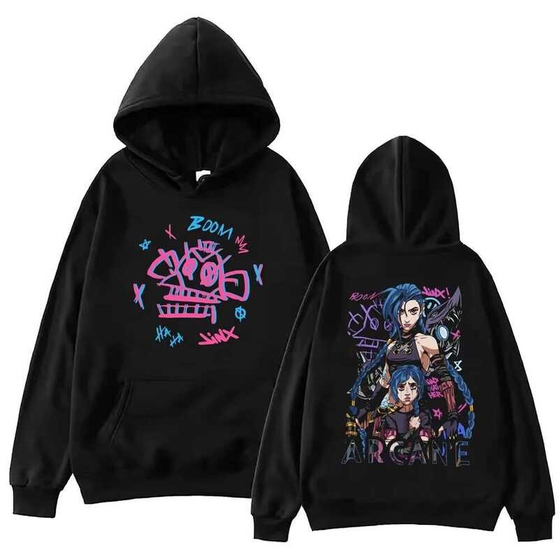 ❥ Jinx Arcane Hoodieอะนิเมะร้อนผู้ชายผู้หญิงเสื้อขนาดใหญ่