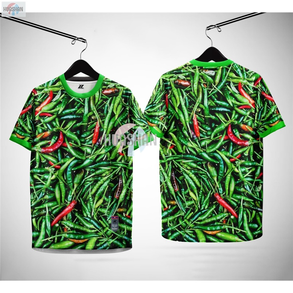 พริก 3 สี 3ง เสื้อยืดคอกลมผ้าไมโครอิฐเงาลื่นใส่สบายไม่อุ่นหรือย่น