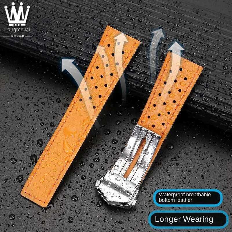 ▥ สําหรับ TAG Monaco Watchband Caw211m 211P Caw211r 211T Breathable 22 มม.หนังแท้ผู้ชายพับหัวเข