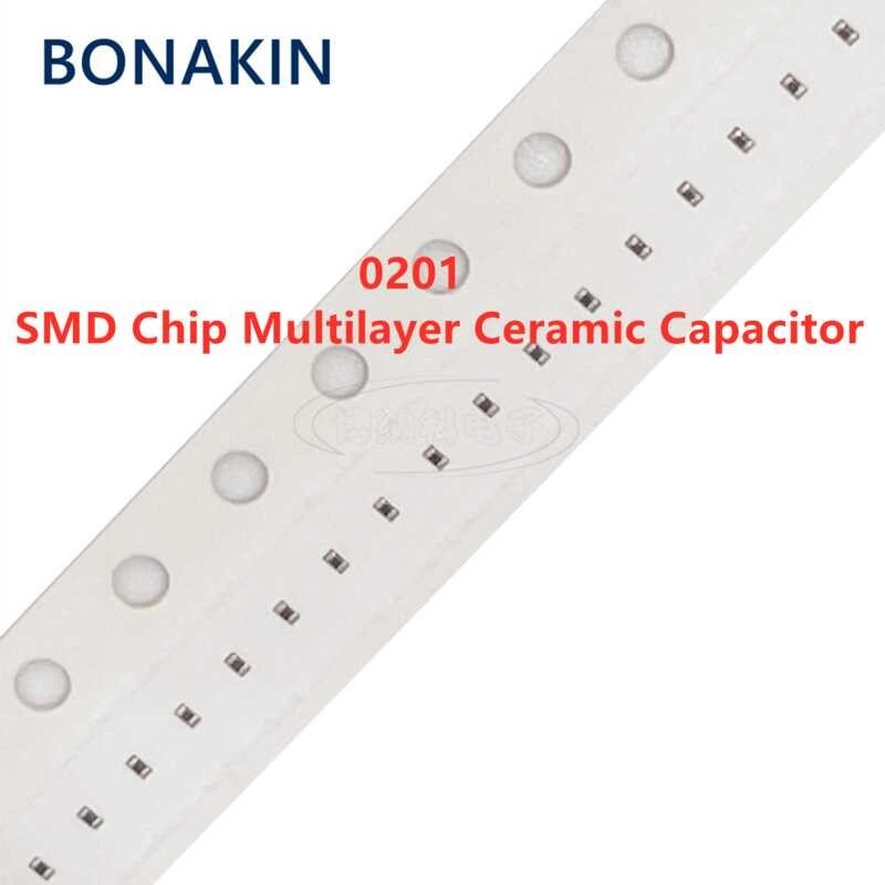 100ชิ้น0201 100Nf 6.3V 10V 16V 25V 50V ± 10% 0.1Uf 104K X5r SMD Chip ตัวเก็บประจุเซรามิกหลายชั้น
