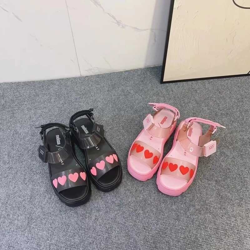 4 New Melissa Women's Sandals Summer 2023 Adult Girls Love Jelly Shoes Matsutake Sole Roman Shoes H