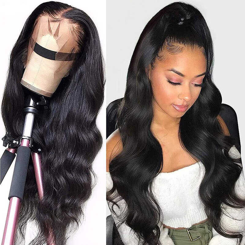 ➧ Original Wig Women Human True Hair Long African Ladies Curly Hair Wavy Curls Lace Front Wig For