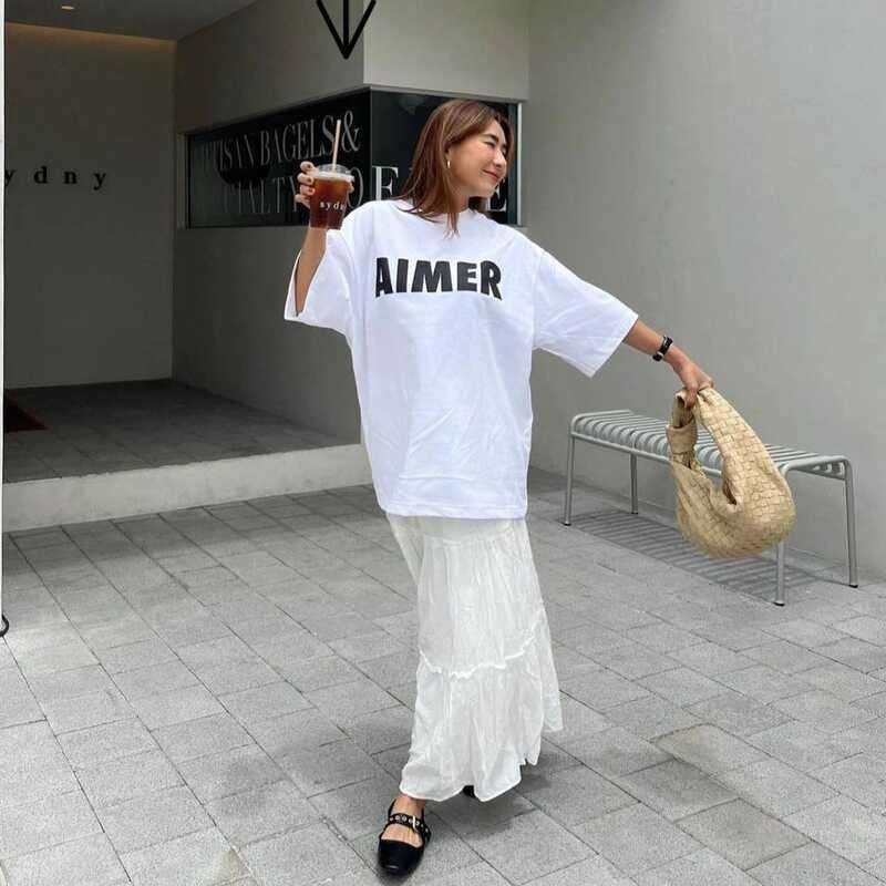 ❤ - AIMER Tee เสื้อยืด โอเวอร์ไซส์ สกรีนลาย