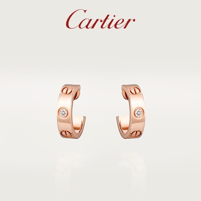 [พร้อมบรรจุภัณฑ์] Cartier Cartier LOVE Series ต่างหูเพชร สีโรสโกลด์ ของขวัญคู่รัก