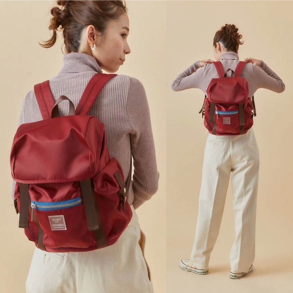 ♞anello แท้100% SIENA flap backpack ( Water Repellency) Sabina กระเป๋าเป้สะพายหลัง ผ้ากันน้ำ เป้สะพ
