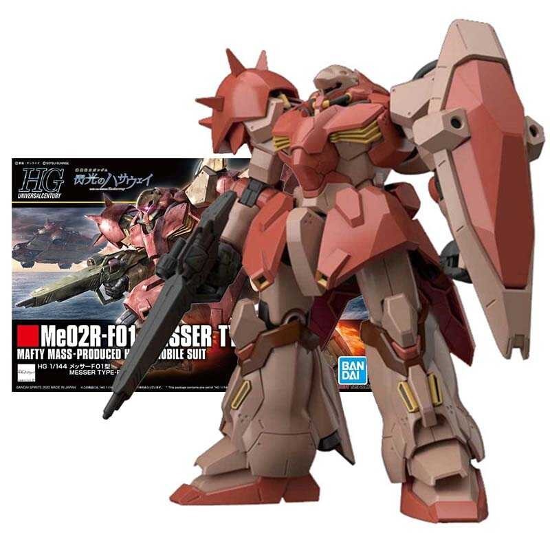 Bandai Original am ชุดอะนิเมะตัวเลข HG Me02R-F01 Messer Type-F01 Mobile Suit Gunpla Action Figure ขอ