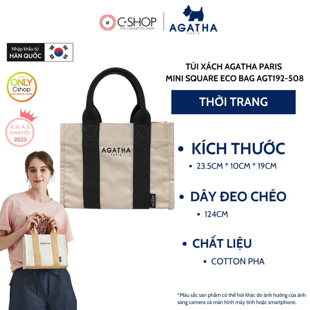 กระเป ๋ าถือสไตล ์ เกาหลี AGATHA PARIS Mini Square Eco Bag AGT192-508 - สีดํา