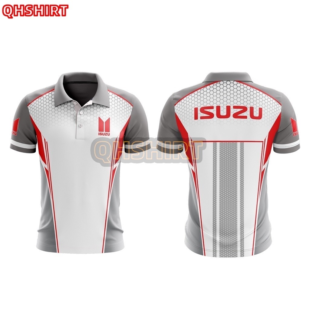 " ISUZU เสื้อโปโลแขนสั้นลำลองสำหรับผู้ชายและผู้หญิง "