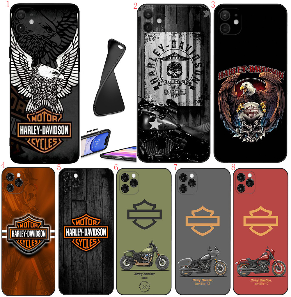 Iphone 11 12 13 Pro Max XR XS Max 12 13 Mini Harley มอเตอร์ไซค์ เคสโทรศัพท์สีดําแบบนุ่ม