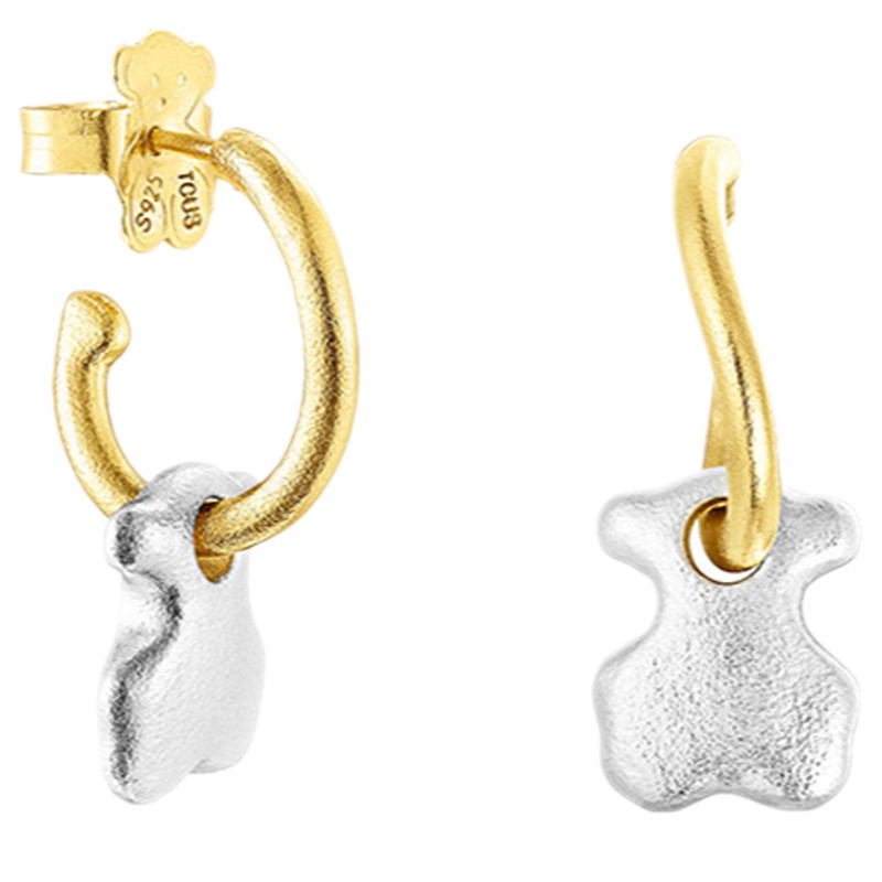 Tous TOUS Bear Luah Series ต่างหูเงิน 925 ชุบทอง รูปหมี สําหรับผู้หญิง