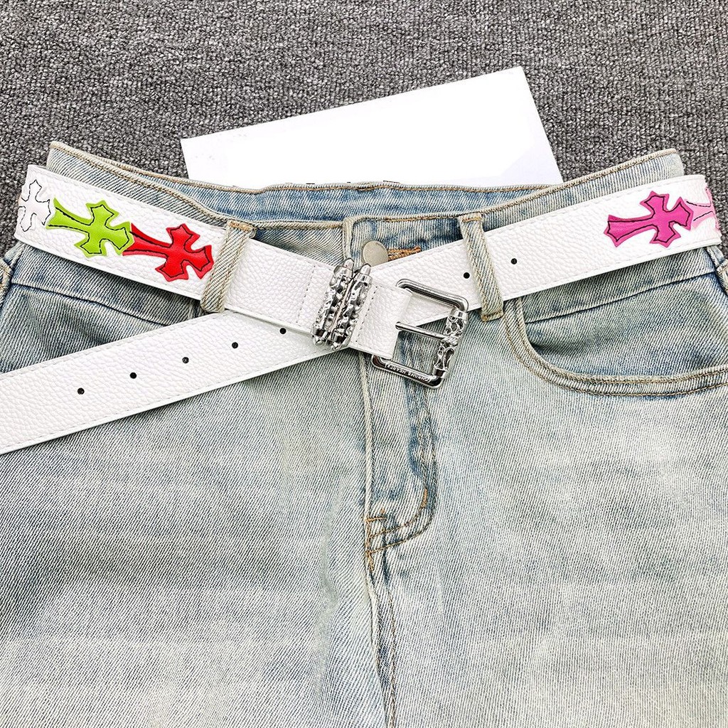 เข็มขัด Chrome Hearts แบบใหม่สำหรับทั้งผู้ชายและผู้หญิง สไตล์ย้อนยุคสีสันสดใส - รูปที่ 3