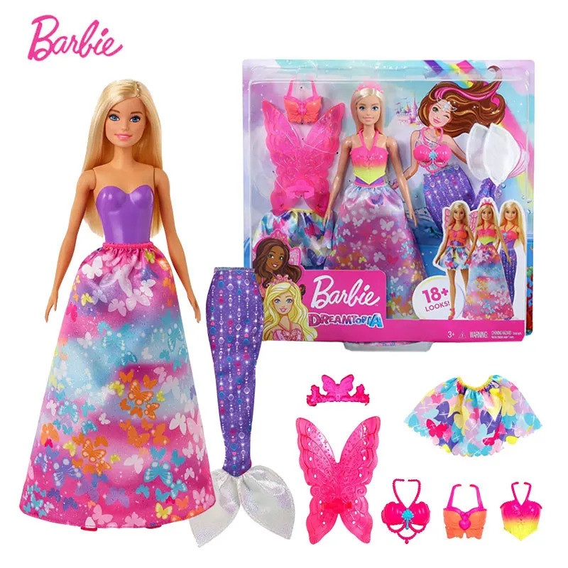 Originais Barbie Doll Chelsea Sereia toy Conjunto Menina Sonho Topia Slide Castelo GJK40 HGR10 Girl 
