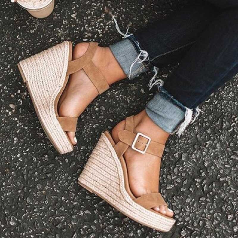 New ♎ 2022 Ladies Shoes Platform Sandals Women Comfortable Wedges High Heels Pumps Sandalas Espadr