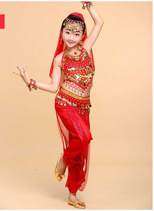 ❤ HIKAYA Belly Indian Dress Kids, Baby Genie Costume, Girls Princess Clothes, India Dance Dress,